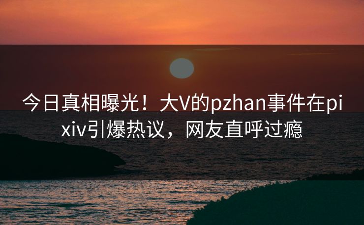 今日真相曝光！大V的pzhan事件在pixiv引爆热议，网友直呼过瘾