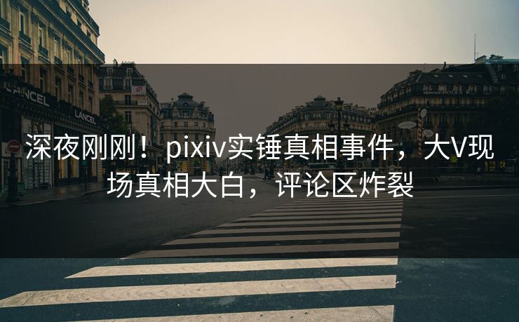深夜刚刚！pixiv实锤真相事件，大V现场真相大白，评论区炸裂