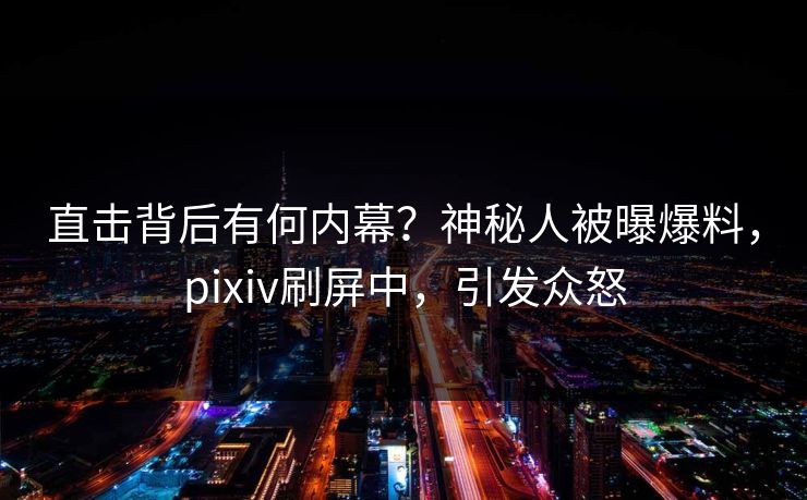 直击背后有何内幕？神秘人被曝爆料，pixiv刷屏中，引发众怒