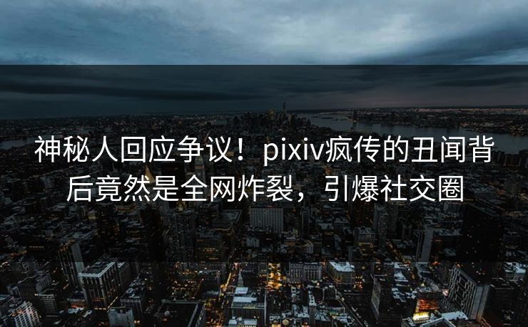 神秘人回应争议！pixiv疯传的丑闻背后竟然是全网炸裂，引爆社交圈