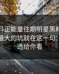 关于黑料正能量往期明星黑料的“爆料”：最大的坑就在这一句：把话说透给你看