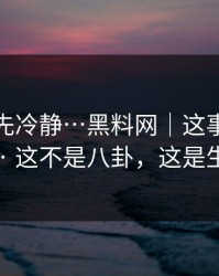 我劝你先冷静…黑料网｜这事得讲清楚 · 这不是八卦，这是生意