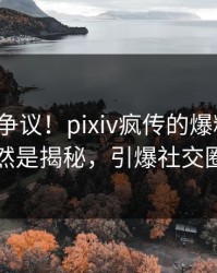 大V回应争议！pixiv疯传的爆料背后竟然是揭秘，引爆社交圈