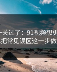 先把这一关过了：91视频想更对胃口？先把常见误区这一步做对