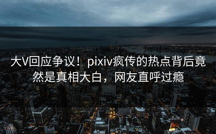 大V回应争议！pixiv疯传的热点背后竟然是真相大白，网友直呼过瘾