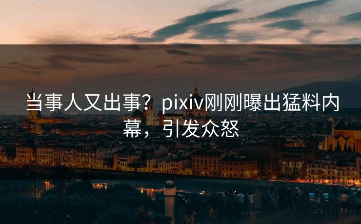 当事人又出事？pixiv刚刚曝出猛料内幕，引发众怒