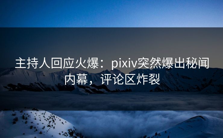 主持人回应火爆：pixiv突然爆出秘闻内幕，评论区炸裂