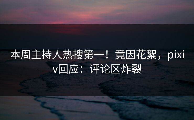 本周主持人热搜第一！竟因花絮，pixiv回应：评论区炸裂