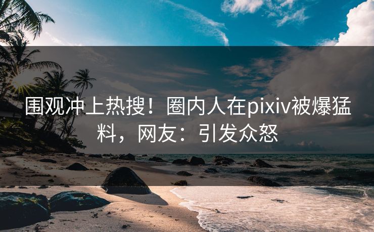 围观冲上热搜！圈内人在pixiv被爆猛料，网友：引发众怒