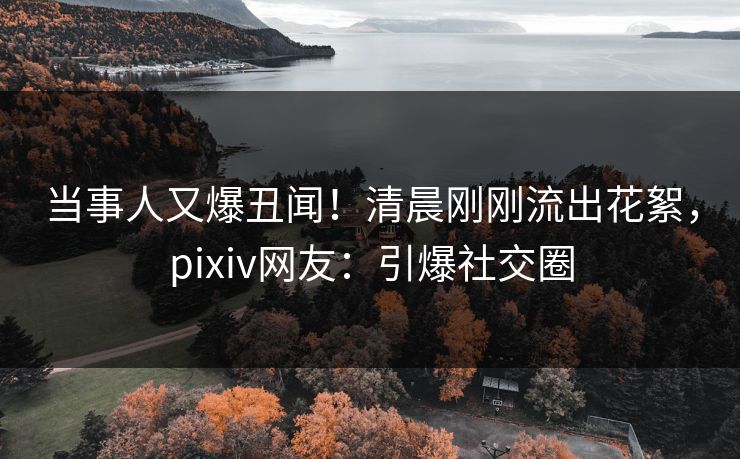 当事人又爆丑闻！清晨刚刚流出花絮，pixiv网友：引爆社交圈