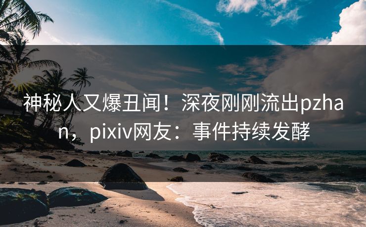 神秘人又爆丑闻！深夜刚刚流出pzhan，pixiv网友：事件持续发酵