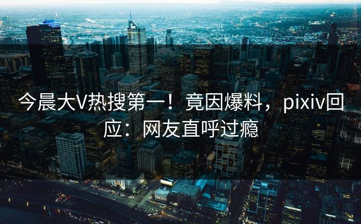 今晨大V热搜第一！竟因爆料，pixiv回应：网友直呼过瘾