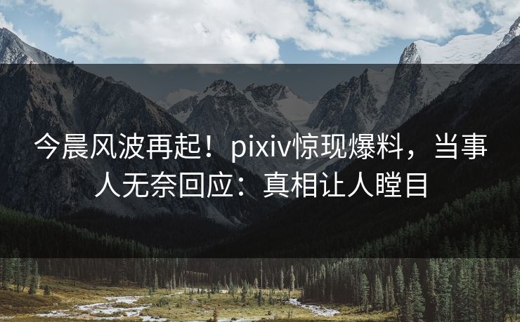 今晨风波再起!pixiv惊现爆料,当事人无奈回应:真相让人瞠目 今晨风波再起!pixiv惊现爆料,当事人无奈回应:真相让人瞠目