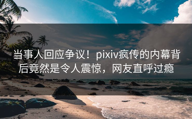 当事人回应争议！pixiv疯传的内幕背后竟然是令人震惊，网友直呼过瘾