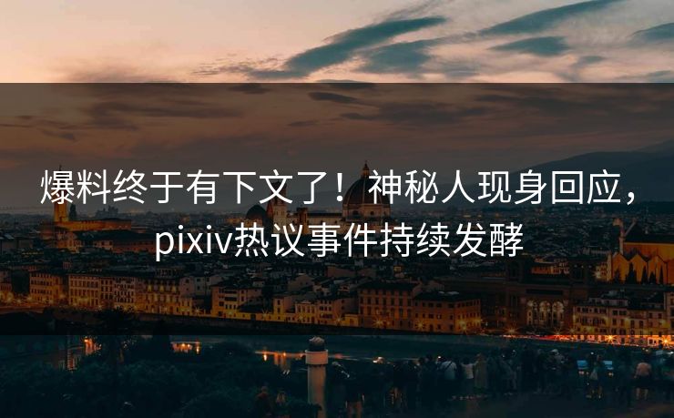 爆料终于有下文了！神秘人现身回应，pixiv热议事件持续发酵